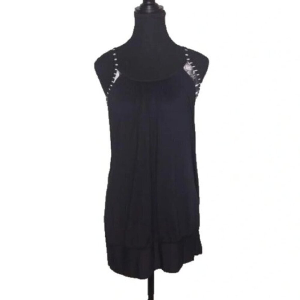 Lululemon Black Floral Dress Tunic Bra Strap Back Cinched